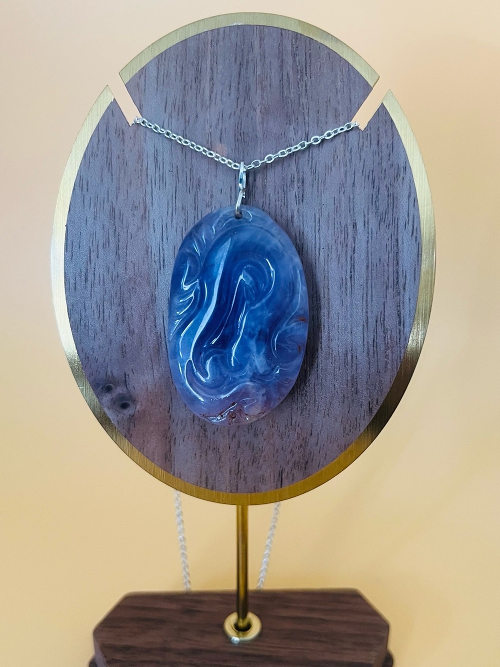 Large carved amethyst pendant silver wire matching necklace